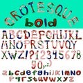 colorful font with grotesque shapes